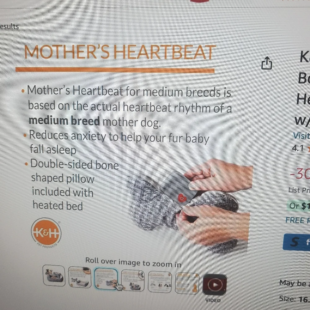 Heated Soothing Heartbeat Puppy/Dog Bed